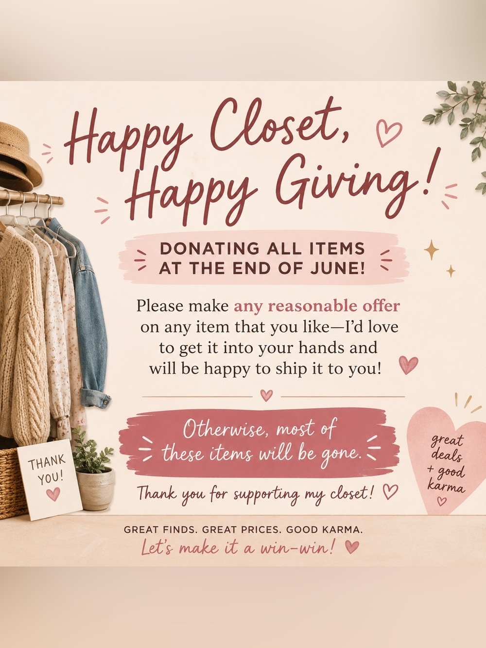 DONATING ALL ITEMS AT THE END OF JUNE 2026